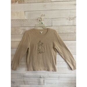 J Crew Sweater Women Size L Beige Fox Wool Blend Soft Light Preppy Luxury
